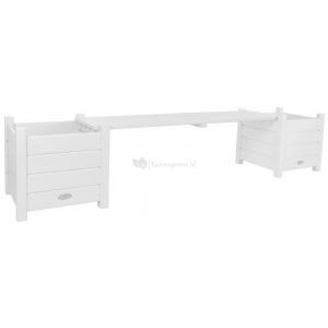 Tuinbank met bloembakken wit Tuinbank met bloembakken wit